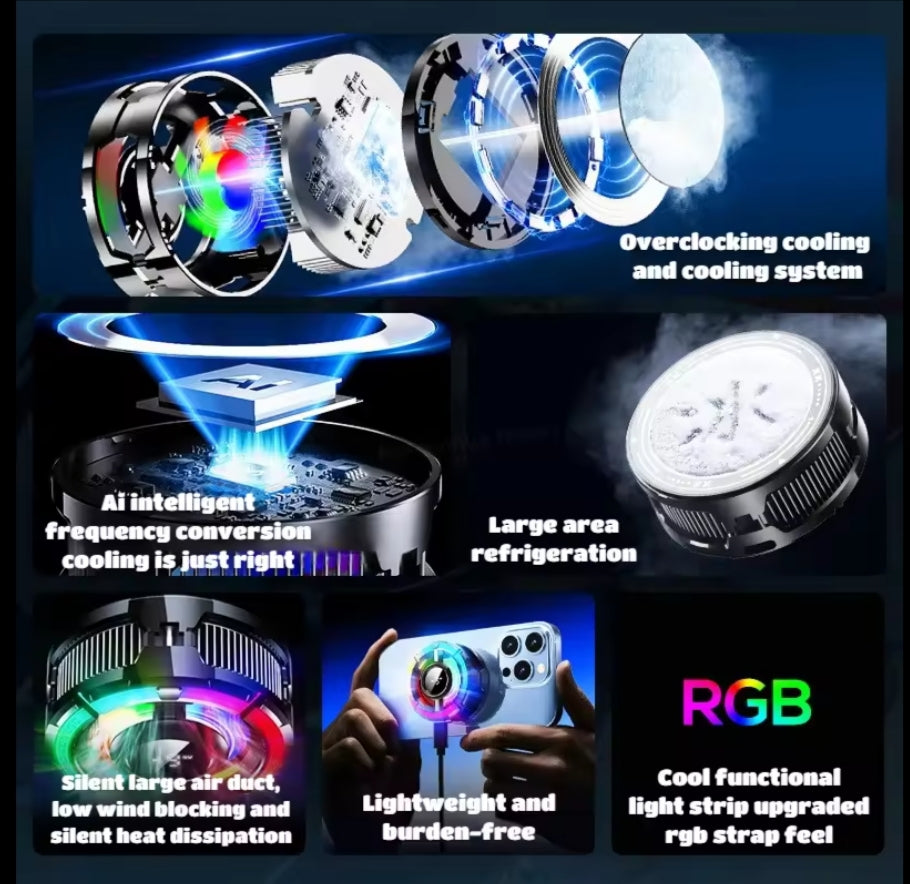 MEMO CX15 Mobile Phone 5V/3A AI Freeze PUBG Game Cooler Semiconductor Magnetic/Back-clip Cooling Fan Radiator for IPhone Android