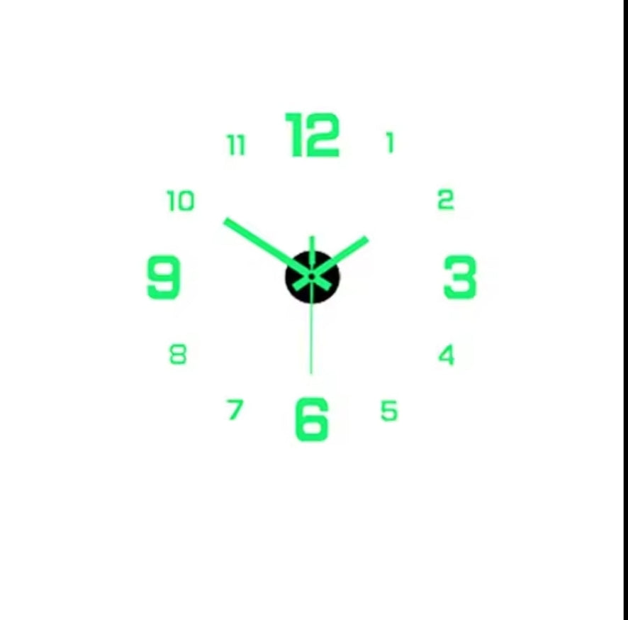 EW Creative Simple Luminous Digital Clock European Style DIY Silent Wall Clock Study Living Room Punch-Free Wall Sticker Clock