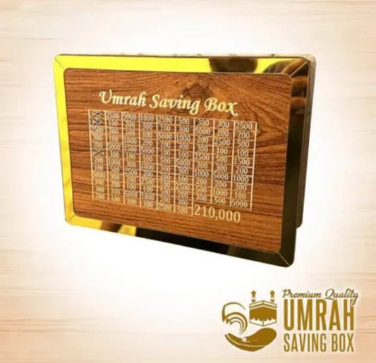 Money Saving Box for Umrah & Hajj | Wooden Money Box | Umrah Money Box | Umrah Gift Box | Personal Umrah Fund Jar | Money Saving Box for Hajj Umrah | Islamic Gift Item for Family & Friends | Decorative Umra