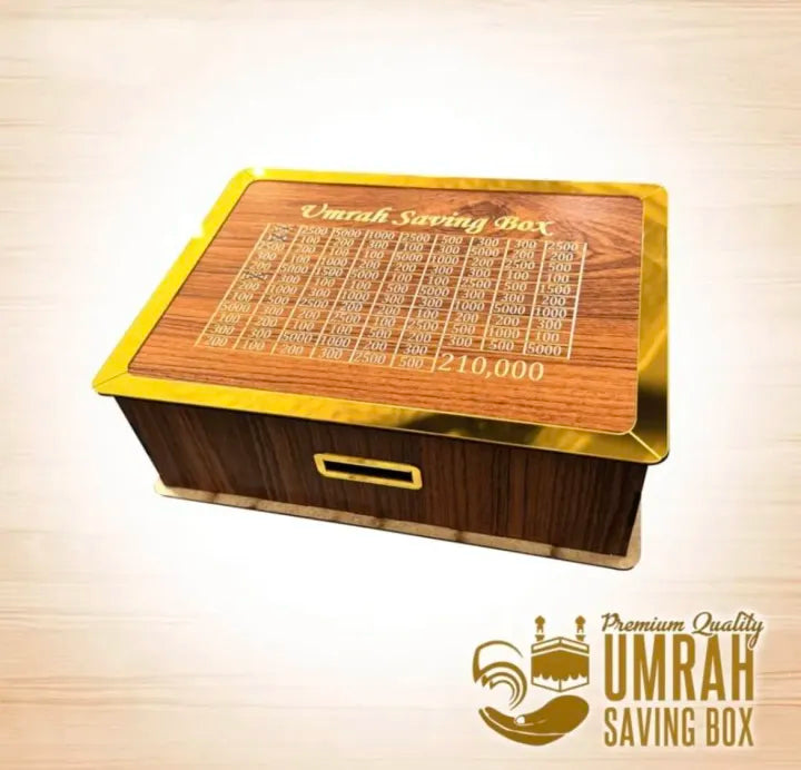 Money Saving Box for Umrah & Hajj | Wooden Money Box | Umrah Money Box | Umrah Gift Box | Personal Umrah Fund Jar | Money Saving Box for Hajj Umrah | Islamic Gift Item for Family & Friends | Decorative Umra